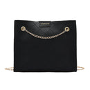 Lattice Pattern Women Shoulder Handbag Leather Chain Crossbody Bag (Black)