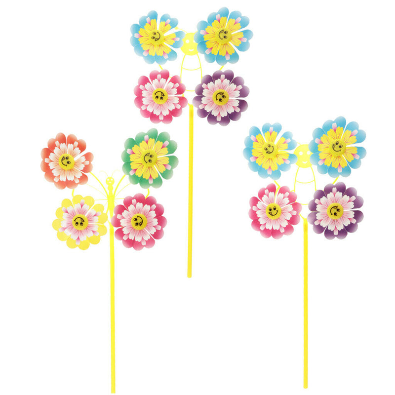 10 Pieces Of Four Flowers Pinwheels Wind  For Outdoor Garden Party