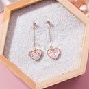 Women Crystal Pink Heart Long Drop Dangle Earrings Ear Studs Jewelry G AT3CA Cy