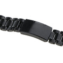Stainless Steel Bracelet Watch Band Strap Curved End Solid Links Black 20mm