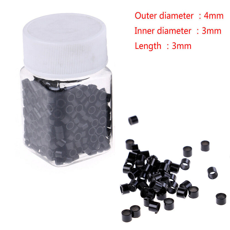 500Pcs 4mm silicone lined micro rings links beads for human hair extensions BX