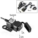 1X Waterproof Dual USB 12V Motorcycle Charger Socket Mounts Switch & S9Z7 W U1U7