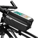 Waterproof Bicycle Front Tube Bag 6in Phone Touch Screen Saddle Bag (Black)