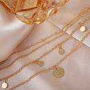 Simple Multi-layer Necklace Women Wafer Pendant Clavicle Chain Jewelry Gift