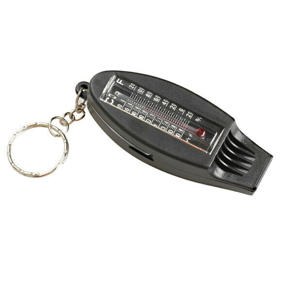 4IN1 Compass Thermometer Whistle Magnifier Versatile with Keychain Travel