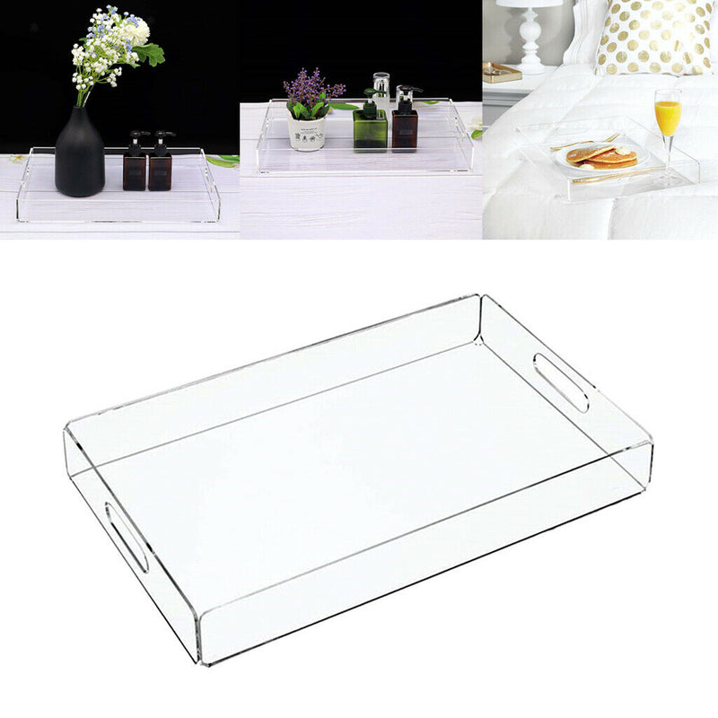 Food Service Tray Breafast Drinks Cake Trays Acrylic Makeup Organizer Clear