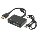1080P HDMI Male To VGA & HDMI Splitter Converter Cable For TV AV PC Monitor
