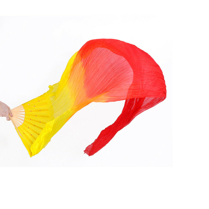Women 1.8m Hand Made Belly Dance Silk Bamboo Fan Veils Folding Right Hand