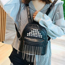 Retro Tassel Shoulder Small Backpack Korean Soft Leather Personality Ladies