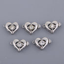 5pcs Rhinestone Love Heart Box Clasp DIY Wedding Jewelry Connector Findings