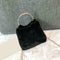 Fashion Soft Plush Handbag Women Shoulder Messenger Bag Travel Tote (Black)