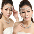 Elegant Luxurious Diamante Rhinestone Necklace Earring Crown Set  Wedding