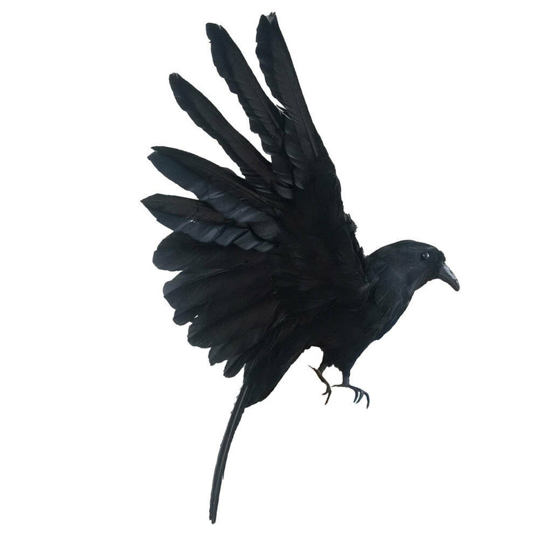 Lifelike Realistic Birds Artificial Feathered Raven Home Decoration -Black