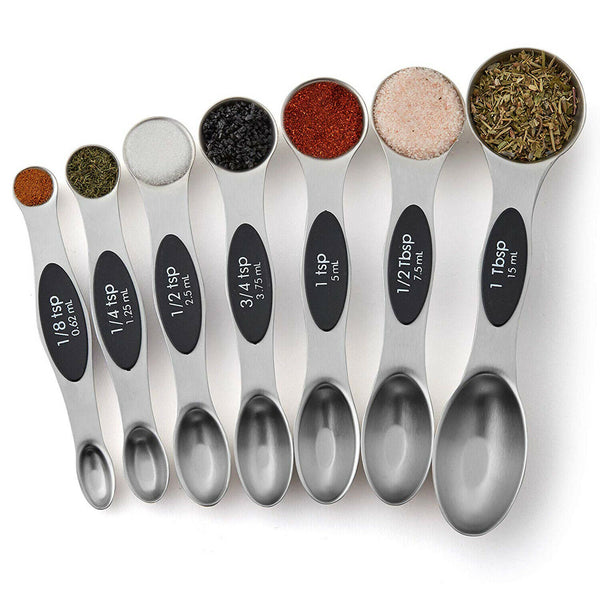 Chef Magnetic Measuring Spoons Set, Dual Sided, Stainless Steel, Fits in Sp I6M1