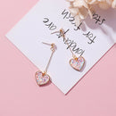 Women Crystal Pink Heart Long Drop Dangle Earrings Ear Studs Jewelry G ME