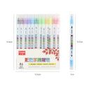 12Pcs/set 12 Watercolors Double Head Highlighters Color Marker Pen Stationery