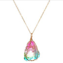 Natural Rainbow Stone Crystal Chakra Rock Chain Quartz Pendant Necklace Hn