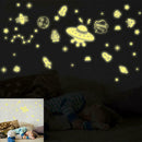 Creative Spaceship Luminous Wall Stickers DIY Kid Bedroom Fluorescent Decor A
