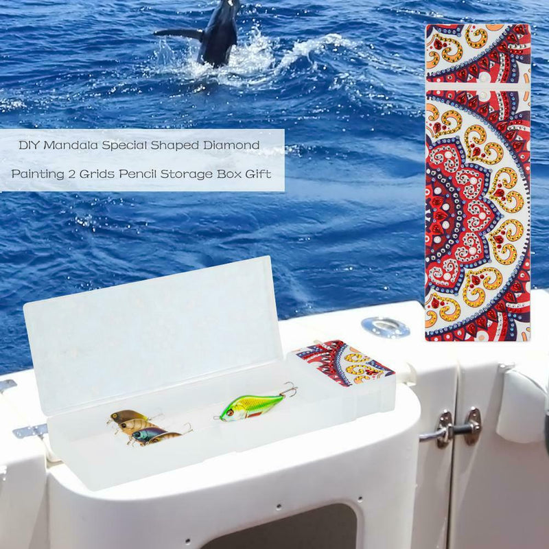 DIY Mandala Special Shaped Diamond Painting 2 Grids Pencil Case Storage Box