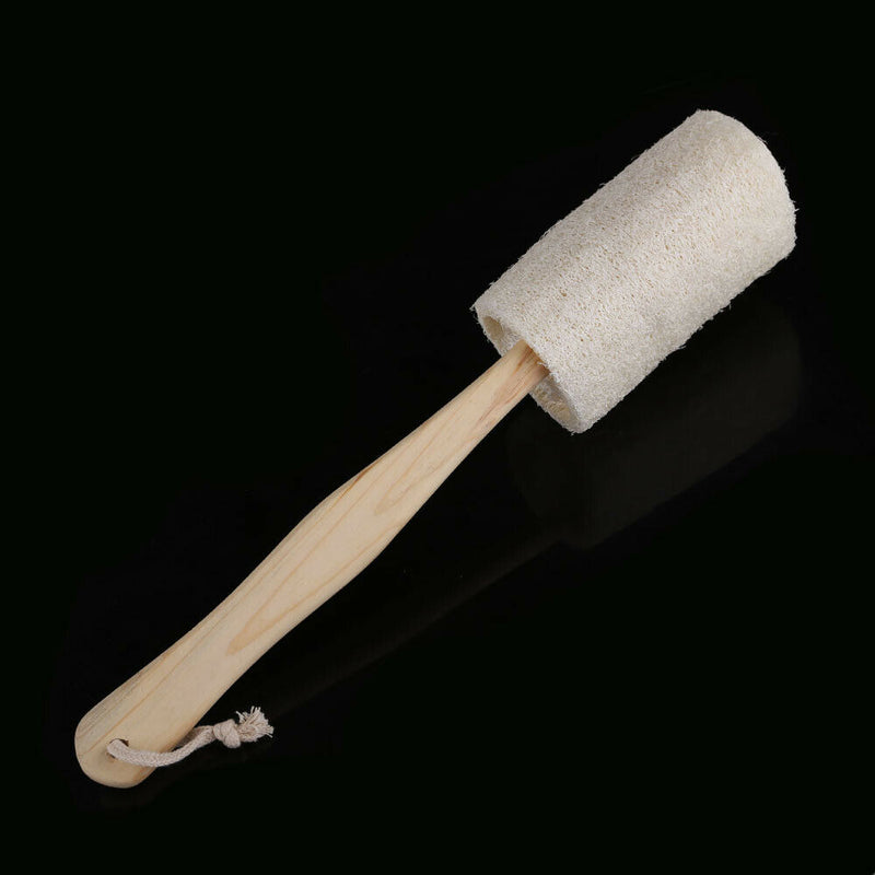 Natural Loofah Long Wood Handle Shower Bath Body Back Brush