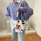 Fashion Women Cow Print Shoulder Bags Canvas Pendant Handbags Casual Totes