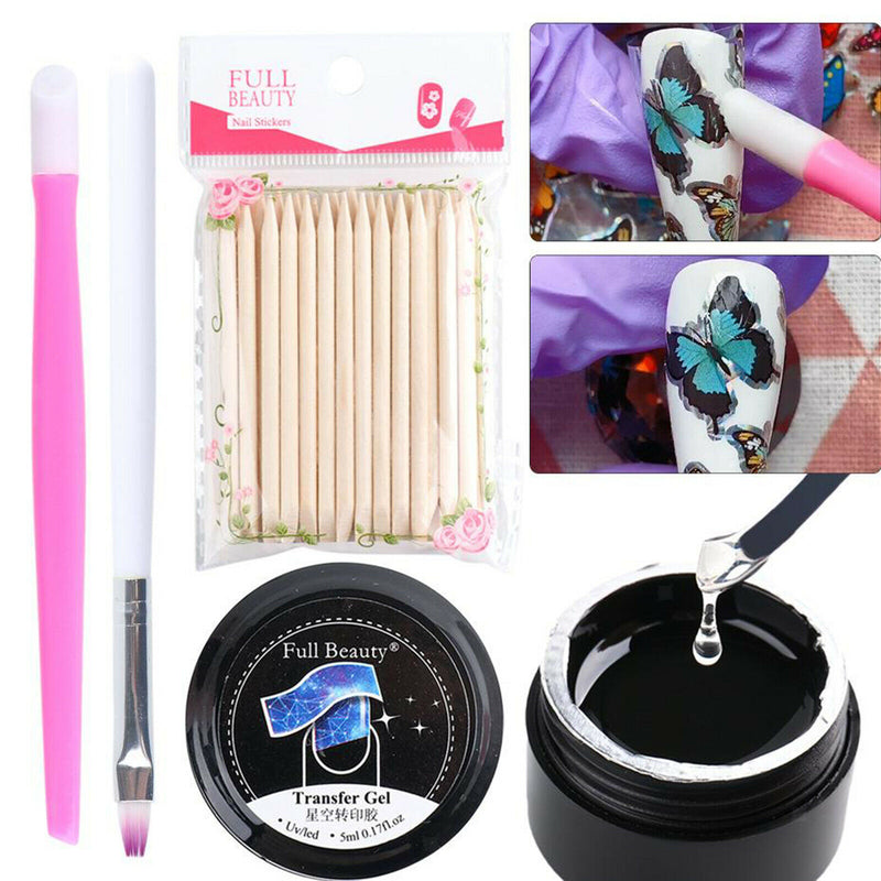 Nail Art Foil Transfer Gel, New Year LED Varnishes Nail Art Paint Glue, Sticky