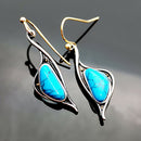 Creative Swan Turquoise Dangle Earrings Ethnic Style Women Ear Hook Jewelry
