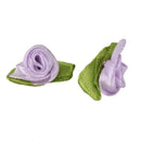 100 Pcs Mini Satin Ribbon Rose Flower Leaf Wedding Decor Appliques Sewing D J6R8