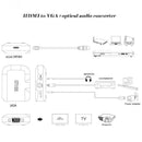 HDMI To VGA Adapter With 3.5mm Audio Optical Fiber Converter HDTV For Computer