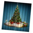 Christmas Curtains, Happy New Year Christmas Tree and Lights Print, Living Room