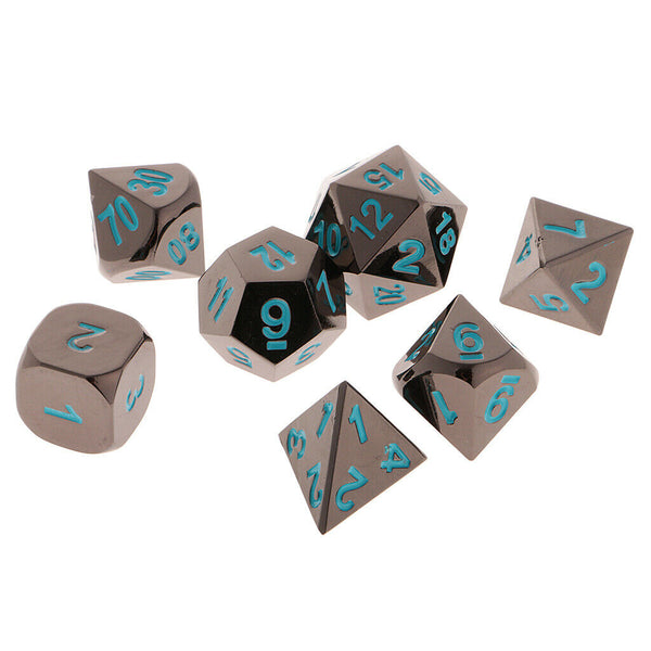 Set D4 D6 D8 D10 D12 D20 Dice Polyhedral for TRPG DND Role Playing 7Pcs Blue