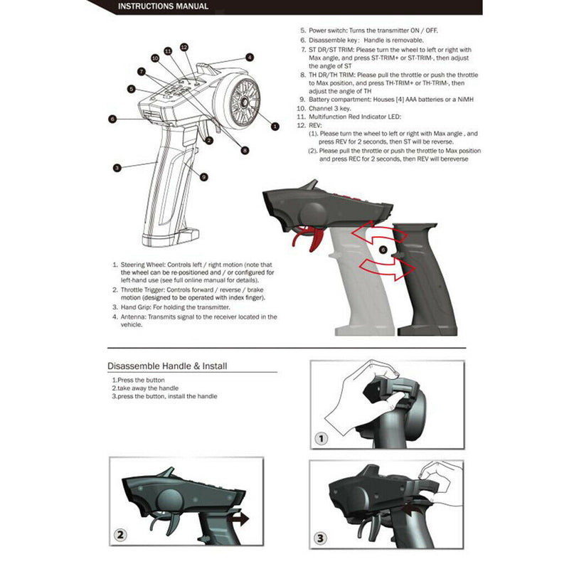 2.4G 91803G-VT 3CH Radio System Transmitter Controller Remote Control & Receiver