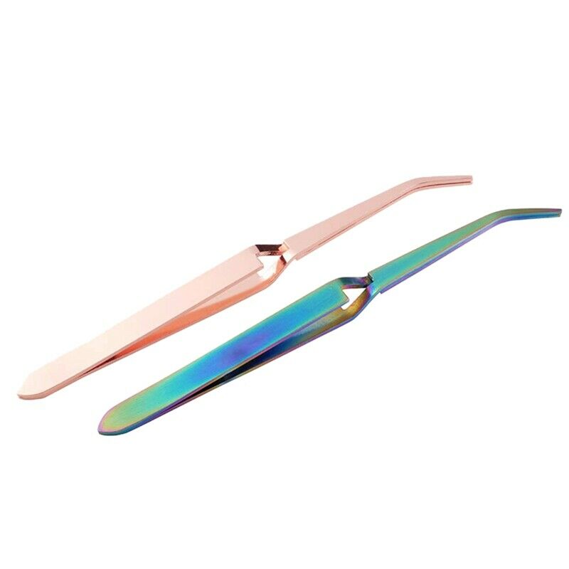2 in 1 Colorful Stainless Steel Nail Shaping Tweezers For UV Gel Tips C Cur I9H1