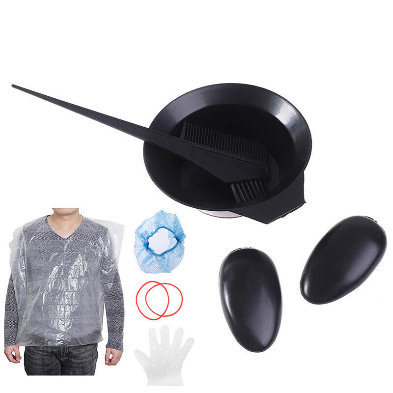 8Pcs Hair Color Dye Bowl Comb Brushes gloves hat Tool Kit Dye Bowl Comb Brus Hn
