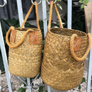 Foldable Natural Woven Seagrass Belly Storage Basket Flower Pot Folding Bas
