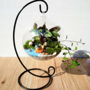 12cm Heart Iron Hanging Glass Tea Light Candle Holder Mini Flowerpot_ Flat