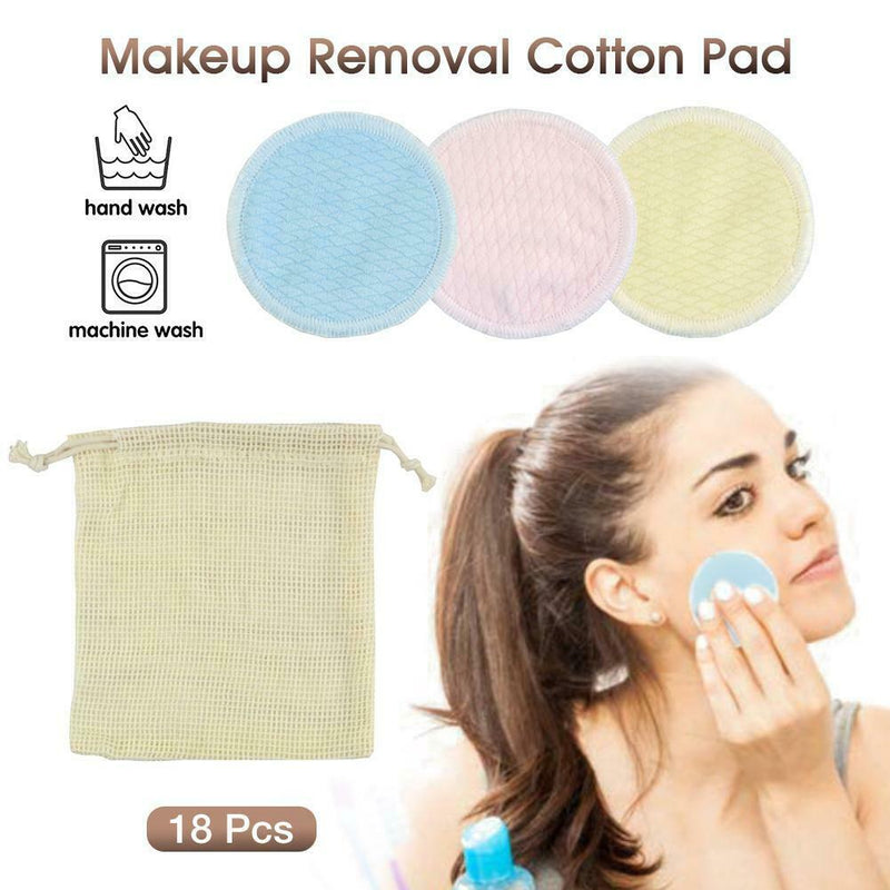 18PCS Reusable Makeup Remover Towel Cleansing Cloth Pads Face Cleaner Plush