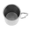 300ML Stainless Steel Outdoor Camping Cup Coffee Mug with Carabiner Handle for
