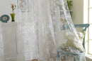 Flocking Peony Sheer Voile Curtain Window Balcony Tulle Valance Drape 1x2M