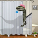 Lovely Bathing Dinosaur Print Shower Curtain Waterproof Bathroom Curtain Sh