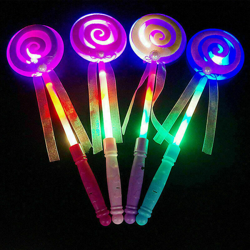 Portable LED Light Magic stick Wand Lollipop Fairy BIN Wand Kid Girl B8L5 K I4P3
