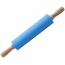non stick wooden silicone rolling pin silicone for kitchen and baking (blue Z9K6