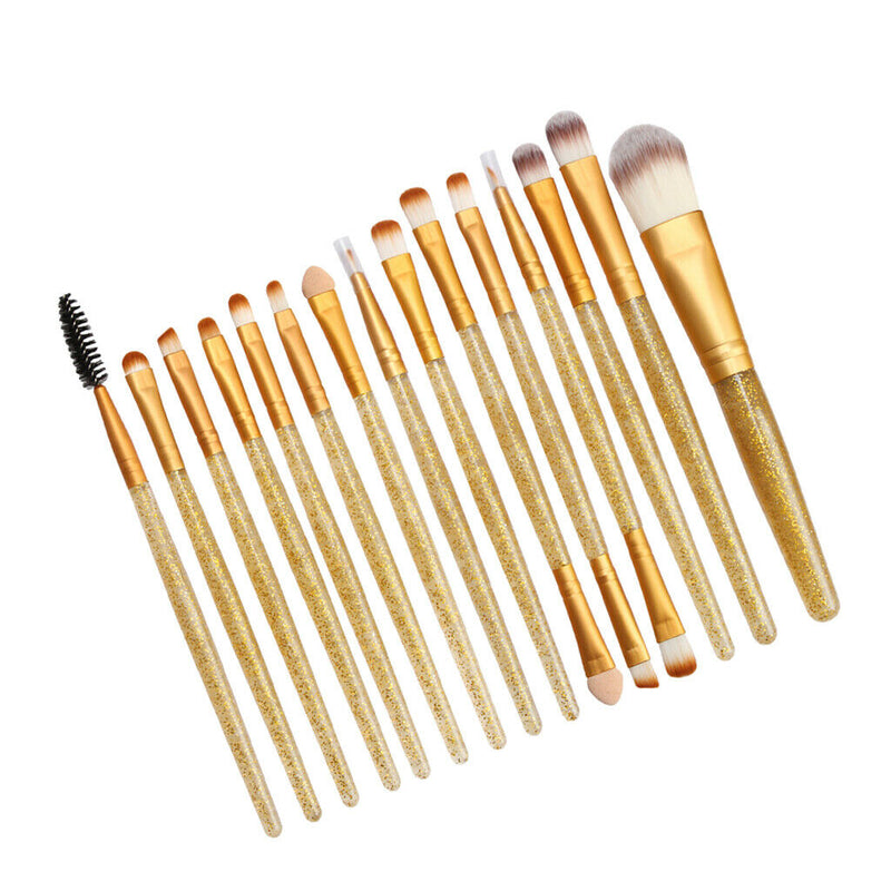 15Pcs Professional Makeup Brushes Set Make up Cosmetic Brush Tools kit Golden