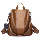 Pure Color Knapsack Women Large Backpacks Anti-theft Rucksack (Light Brown) SN9F