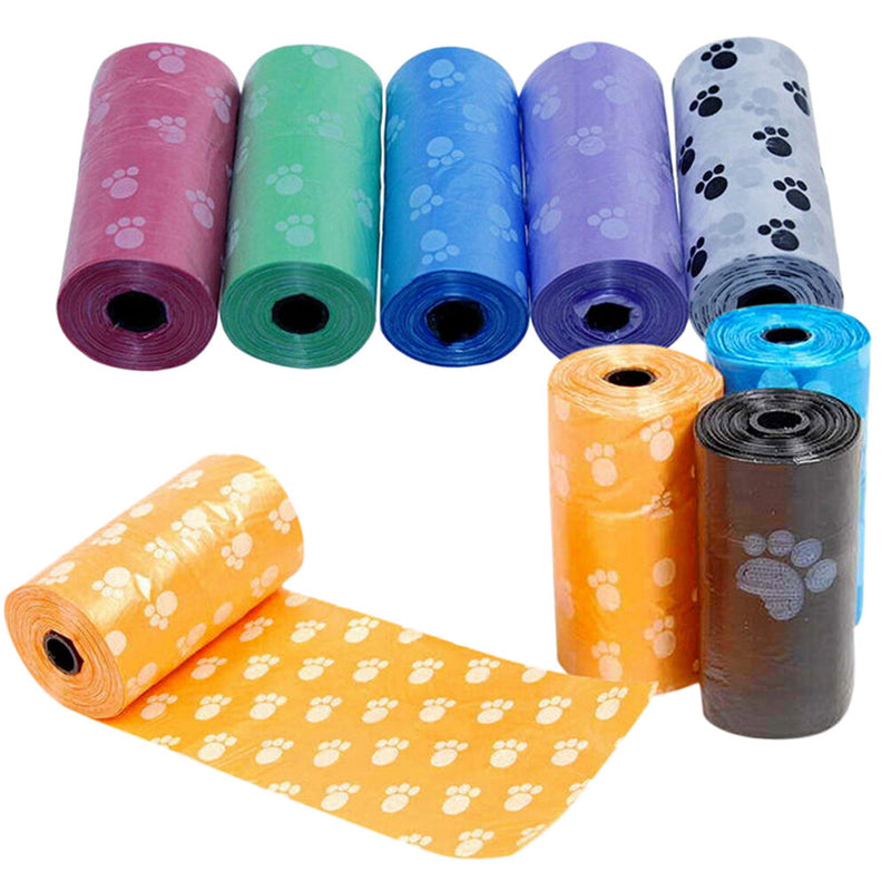 Hot 1Roll/15X Pet Dog Waste Poo Poop Bag Printing Degradable Clean-up Dispens ES