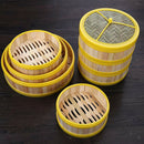 2-Pack Bamboo Steamer Basket for Buns Dumplings Meat Weaved with Lid Home