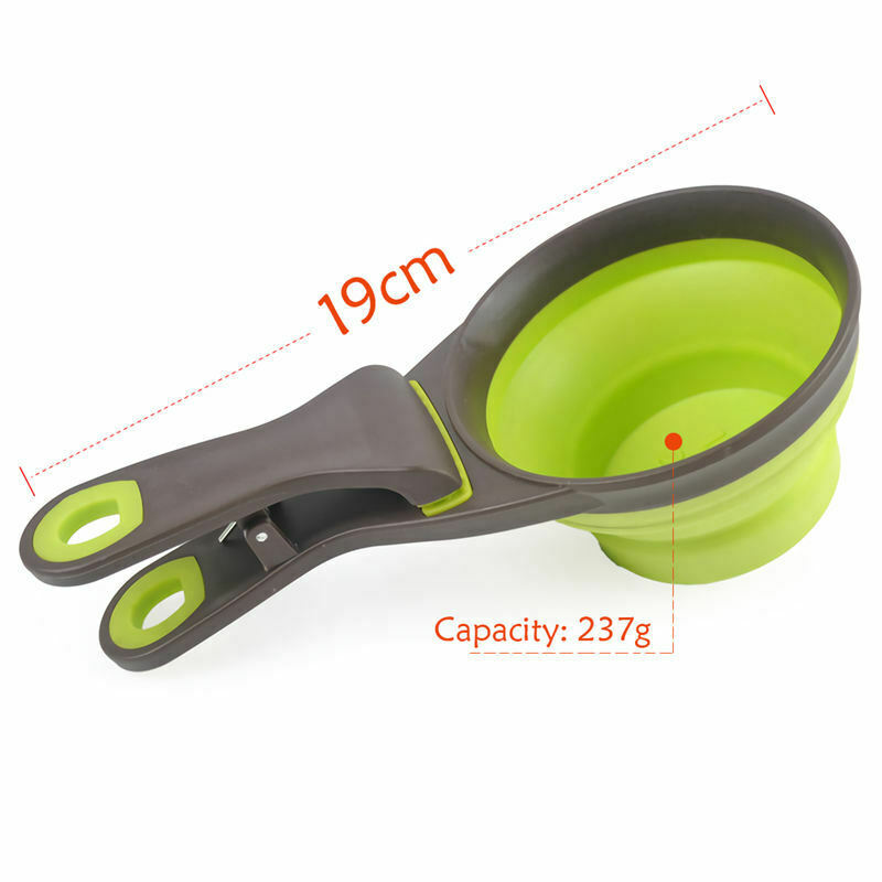 2 in 1 Collapsible Travel Clip Food klipscoop Measuring Cups for Pets Puppy