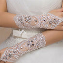 Bride White Gloves Beads Embroidery Beaded Short Wedding Dress Bridal Gloves Gw