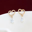 1Pair Women Eardrop Fashion Heart Shaped Zircon Earrings Crystal Stud Beauty