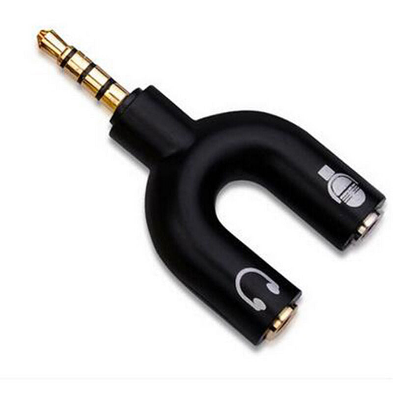 3.5mm Stereo Splitter Audio to Mic & Headset Jack Plug Adapter For Cell Phone PC